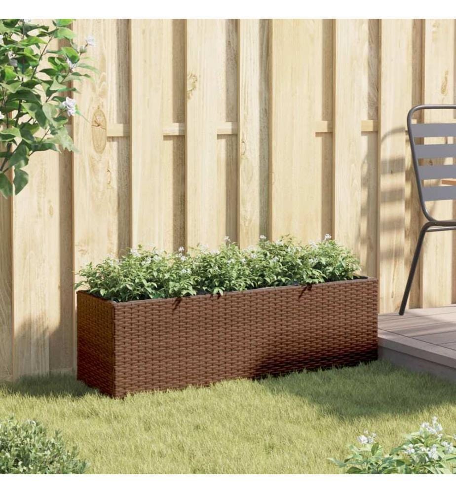 vidaXL Jardinière avec 3 pots marron 105x30x32 cm résine tressée