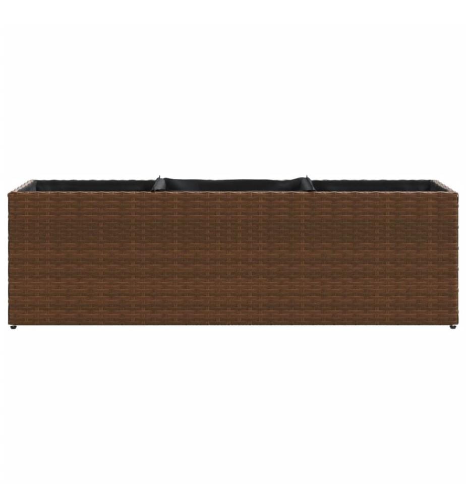 vidaXL Jardinière avec 3 pots marron 105x30x32 cm résine tressée