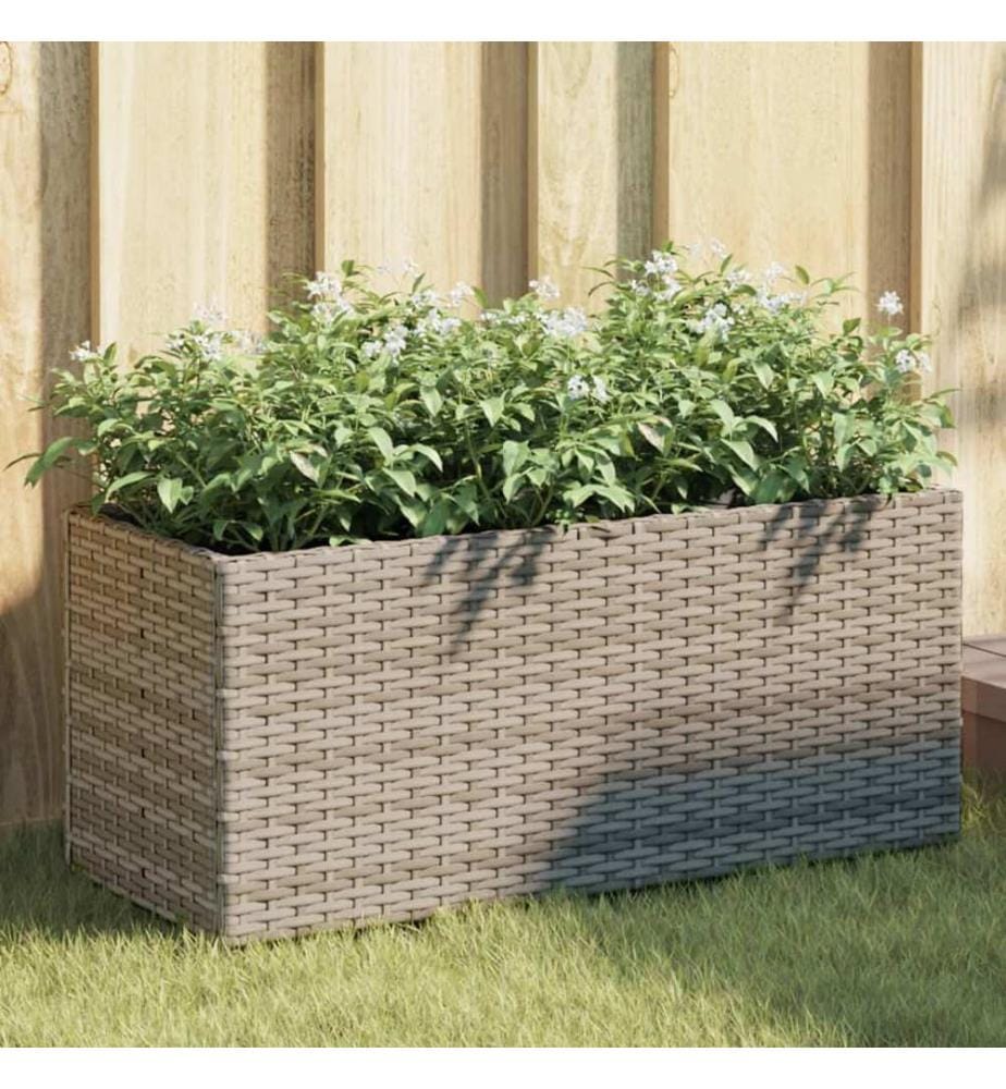 vidaXL Jardinière avec 2 pots gris 72x30x32 cm résine tressée