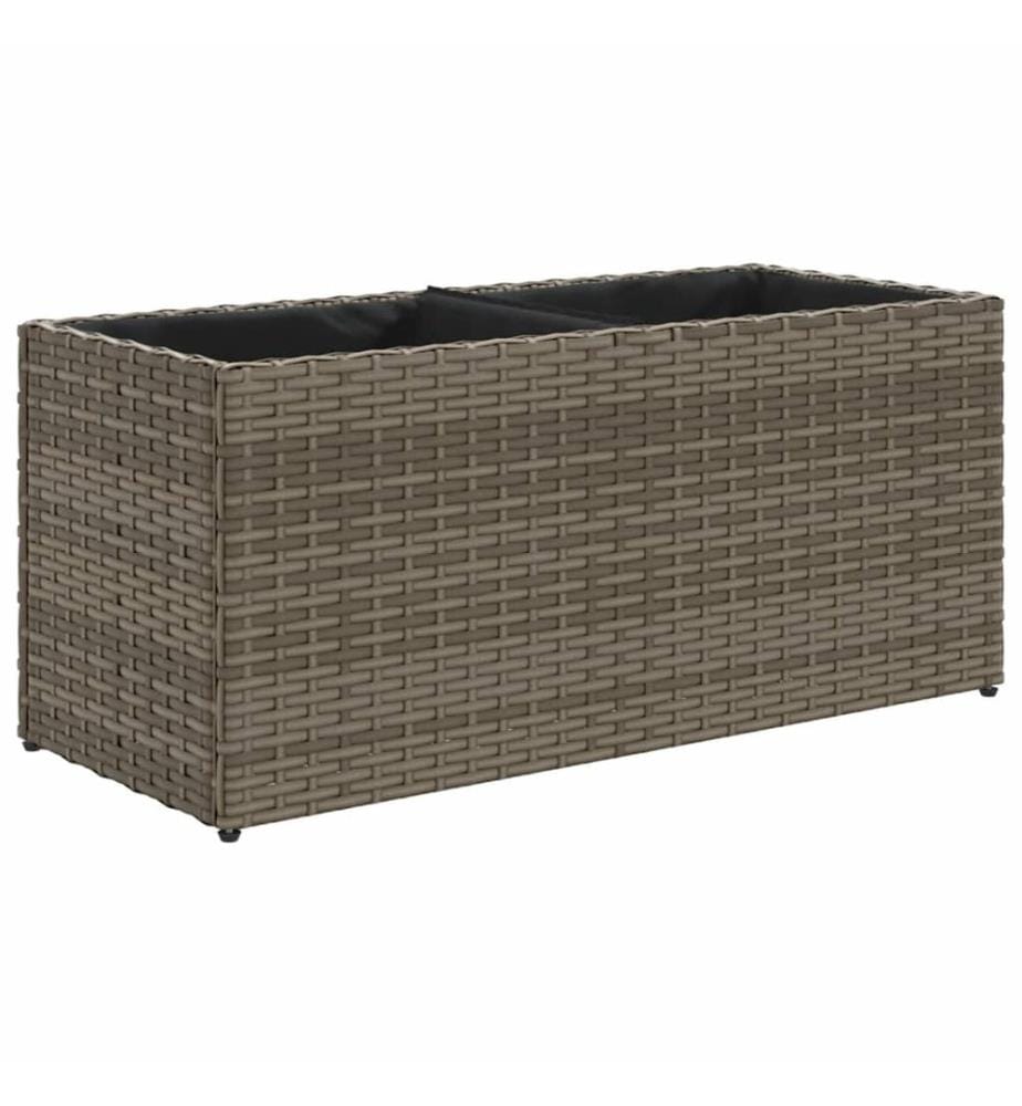 vidaXL Jardinière avec 2 pots gris 72x30x32 cm résine tressée
