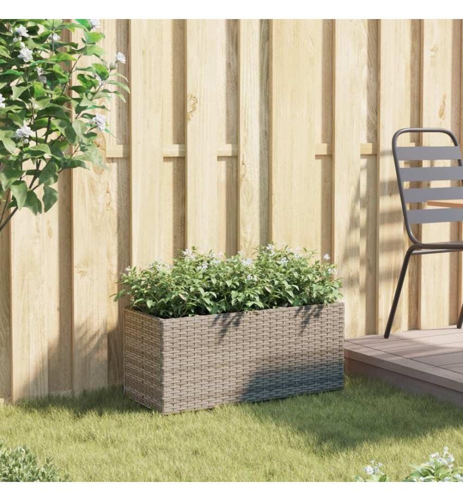 vidaXL Jardinière avec 2 pots gris 72x30x32 cm résine tressée