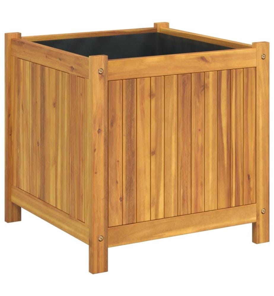 vidaXL Jardinière avec doublure 50x50x50 cm bois massif d'acacia