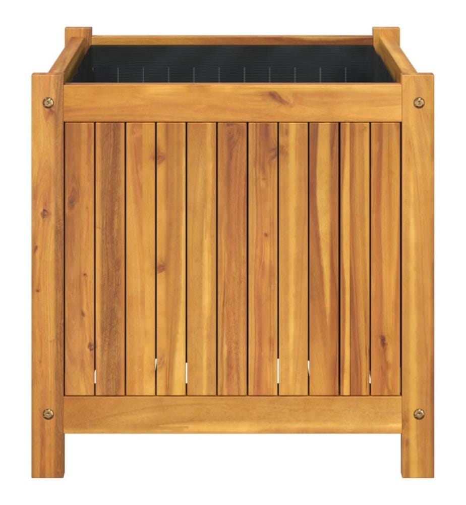 vidaXL Jardinière avec doublure 50x50x50 cm bois massif d'acacia