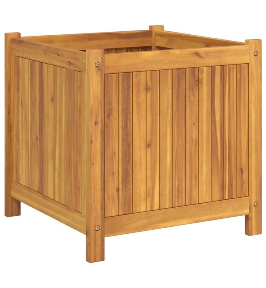 vidaXL Jardinière avec doublure 50x50x50 cm bois massif d'acacia