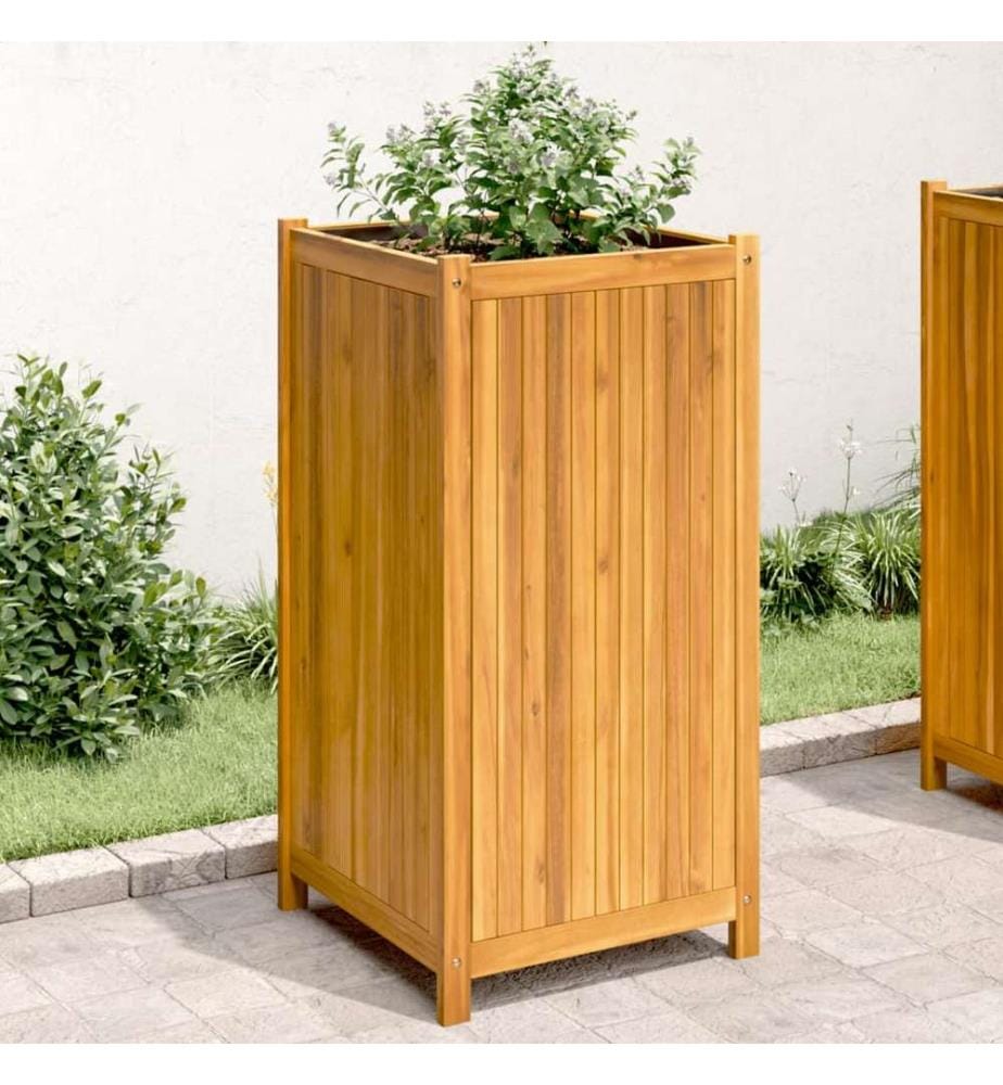 vidaXL Jardinière avec doublure 50x50x100 cm bois massif d'acacia