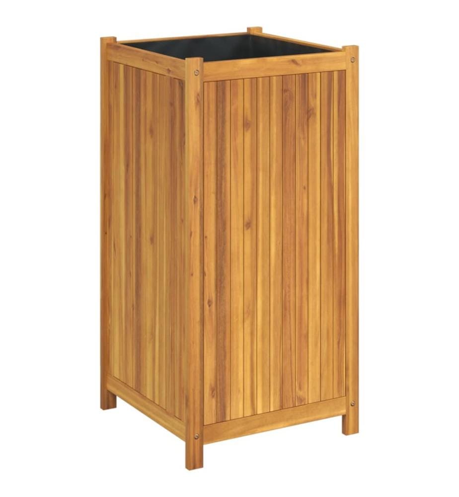 vidaXL Jardinière avec doublure 50x50x100 cm bois massif d'acacia