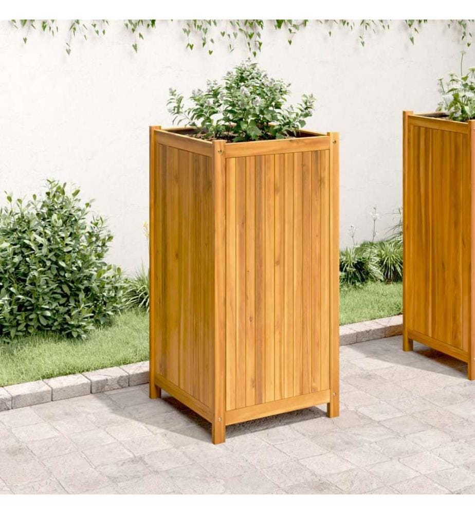 vidaXL Jardinière avec doublure 50x50x100 cm bois massif d'acacia