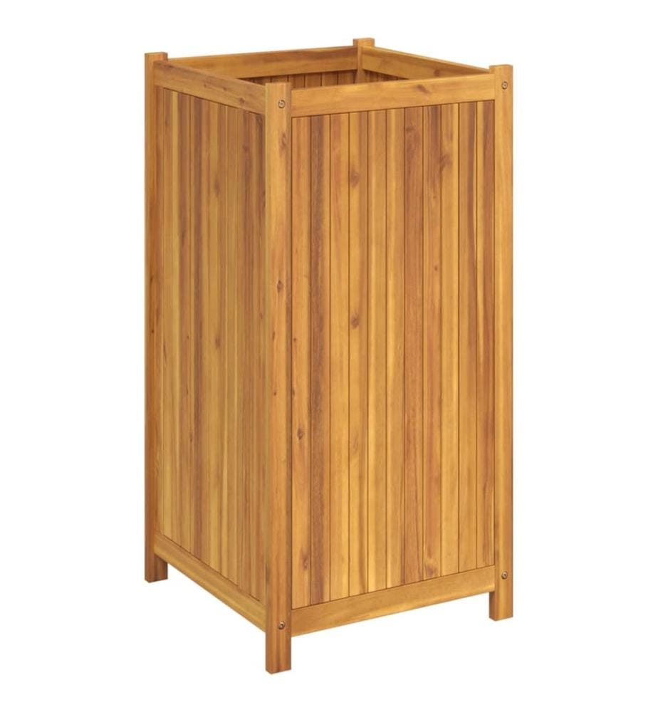 vidaXL Jardinière avec doublure 50x50x100 cm bois massif d'acacia