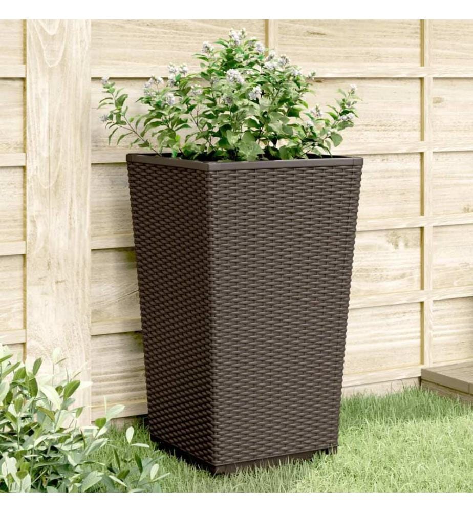 vidaXL Jardinières 2 pcs marron 32,5x32,5x57 cm polypropylène