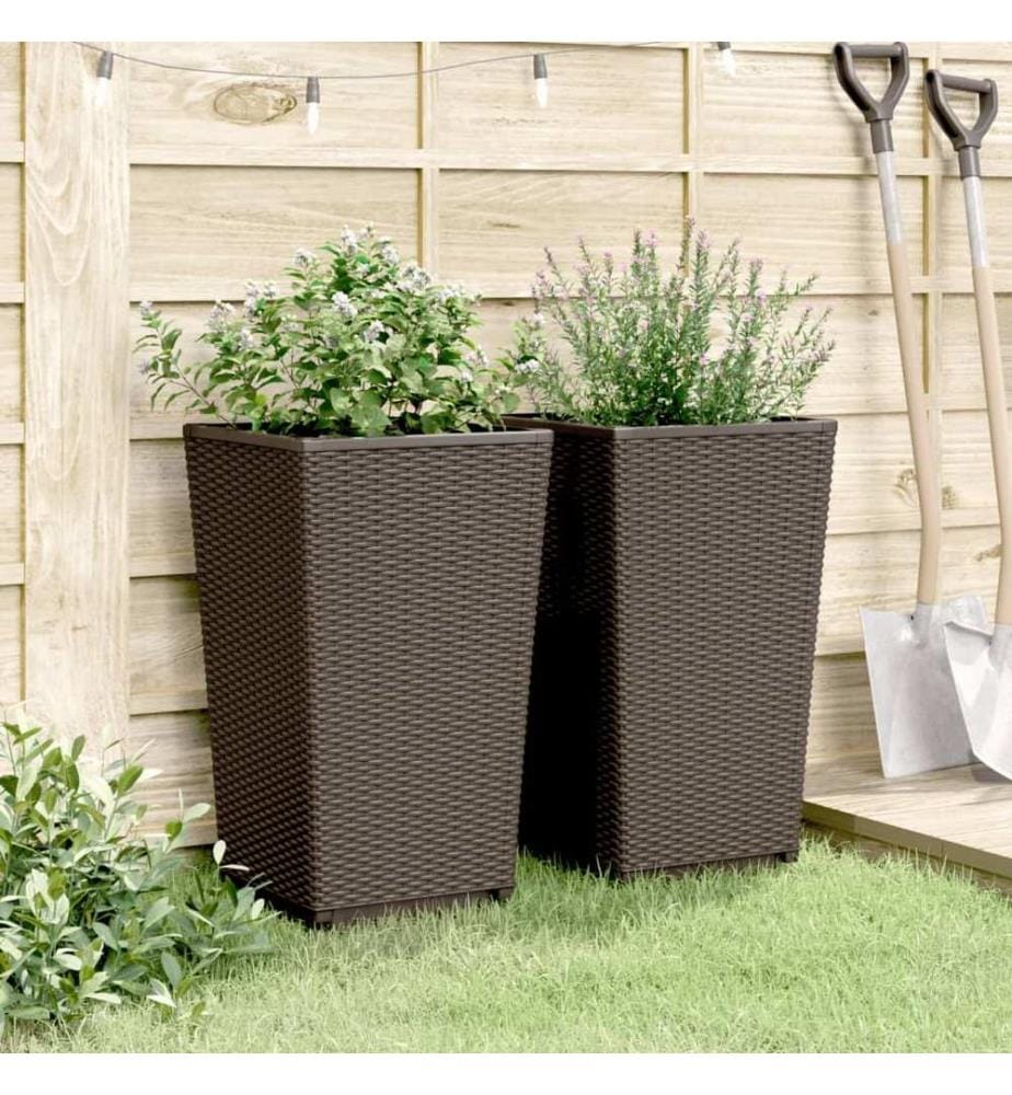 vidaXL Jardinières 2 pcs marron 32,5x32,5x57 cm polypropylène