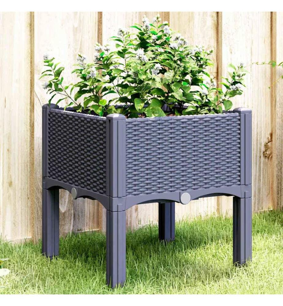 vidaXL Jardinière avec pieds bleu gris 40x40x42 cm PP