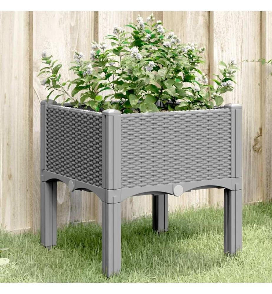 vidaXL Jardinière avec pieds gris clair 40x40x42 cm PP