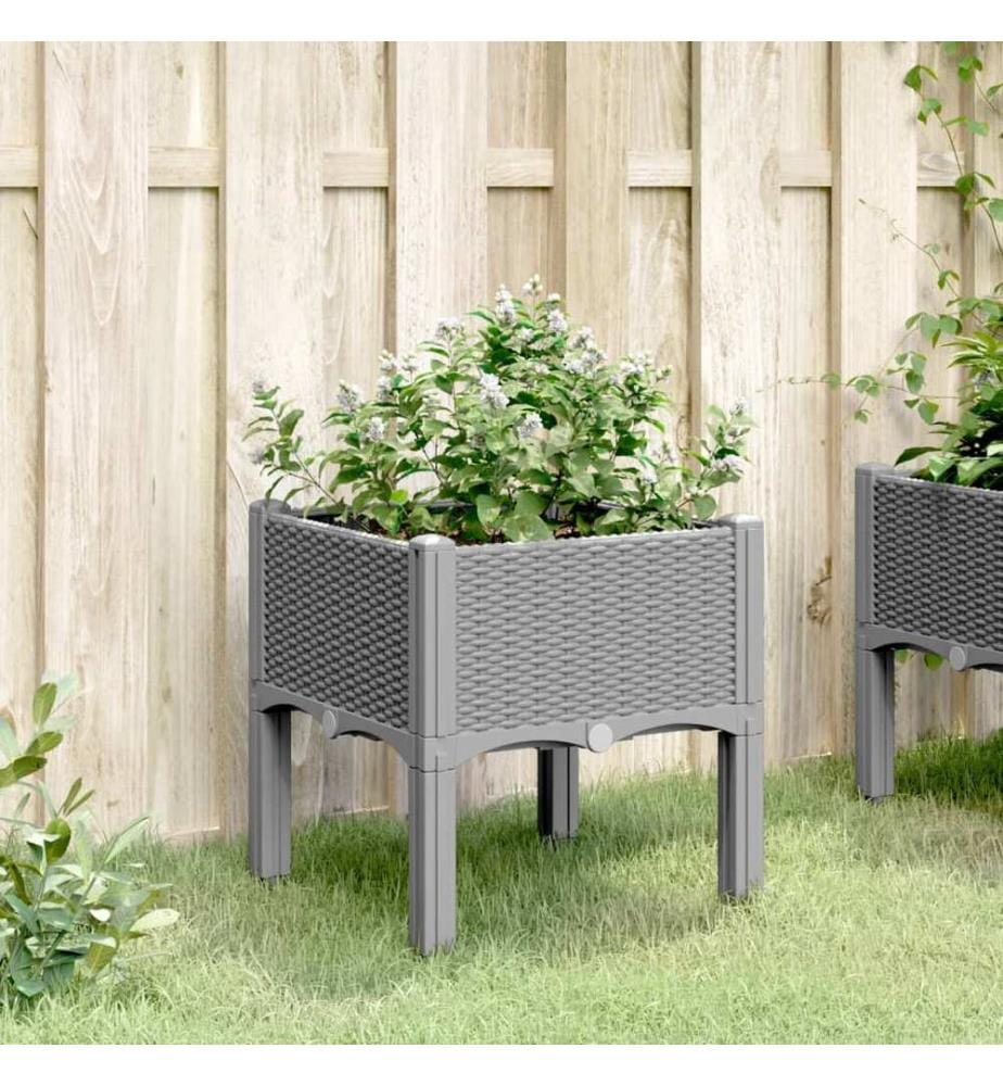 vidaXL Jardinière avec pieds gris clair 40x40x42 cm PP
