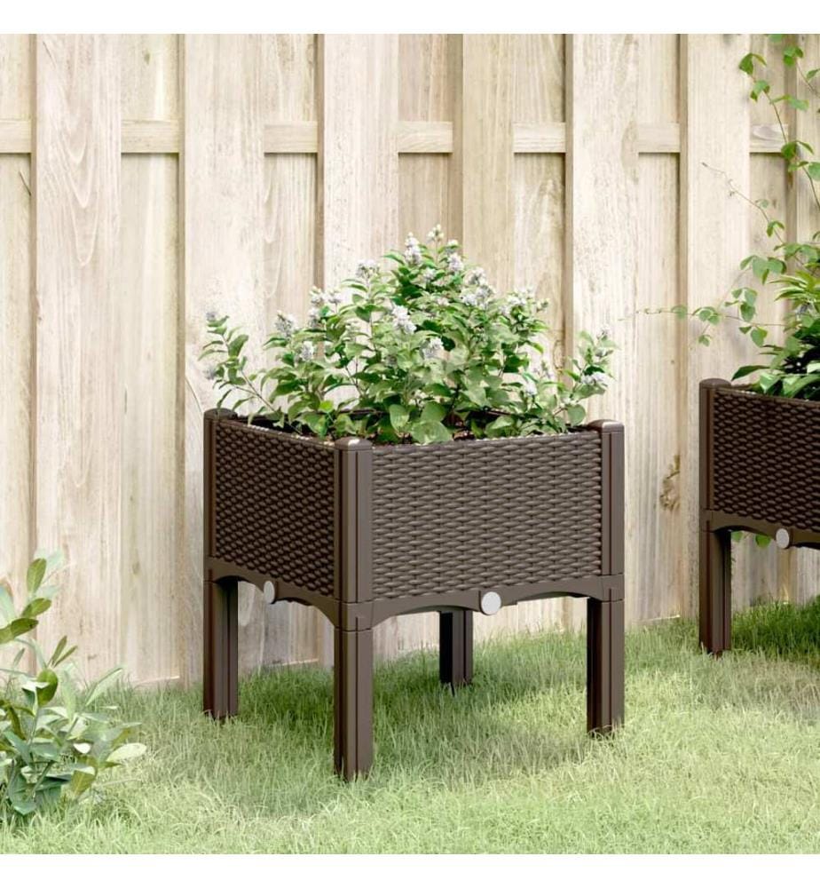 vidaXL Jardinière avec pieds marron 40x40x42 cm PP