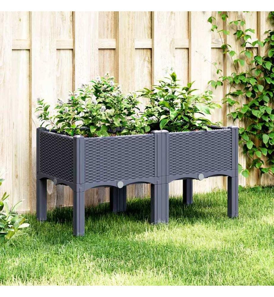 vidaXL Jardinière avec pieds bleu gris 80x40x42 cm PP