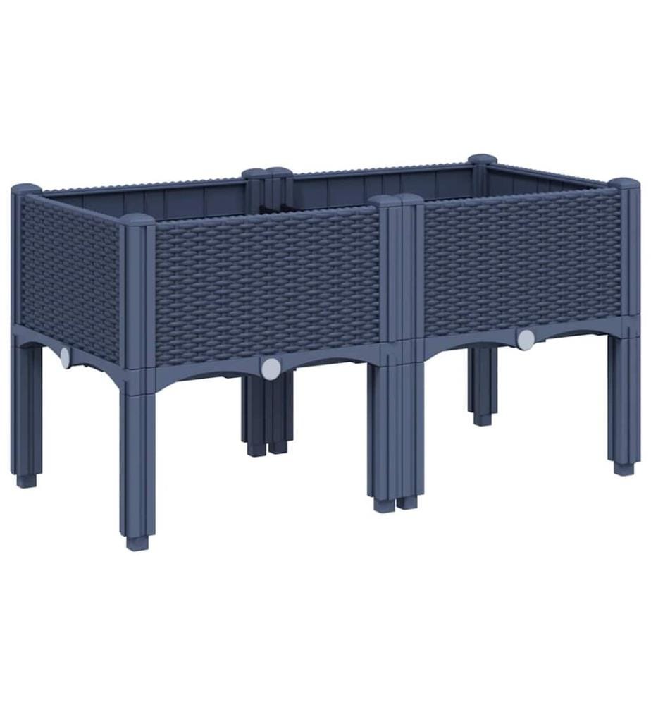 vidaXL Jardinière avec pieds bleu gris 80x40x42 cm PP