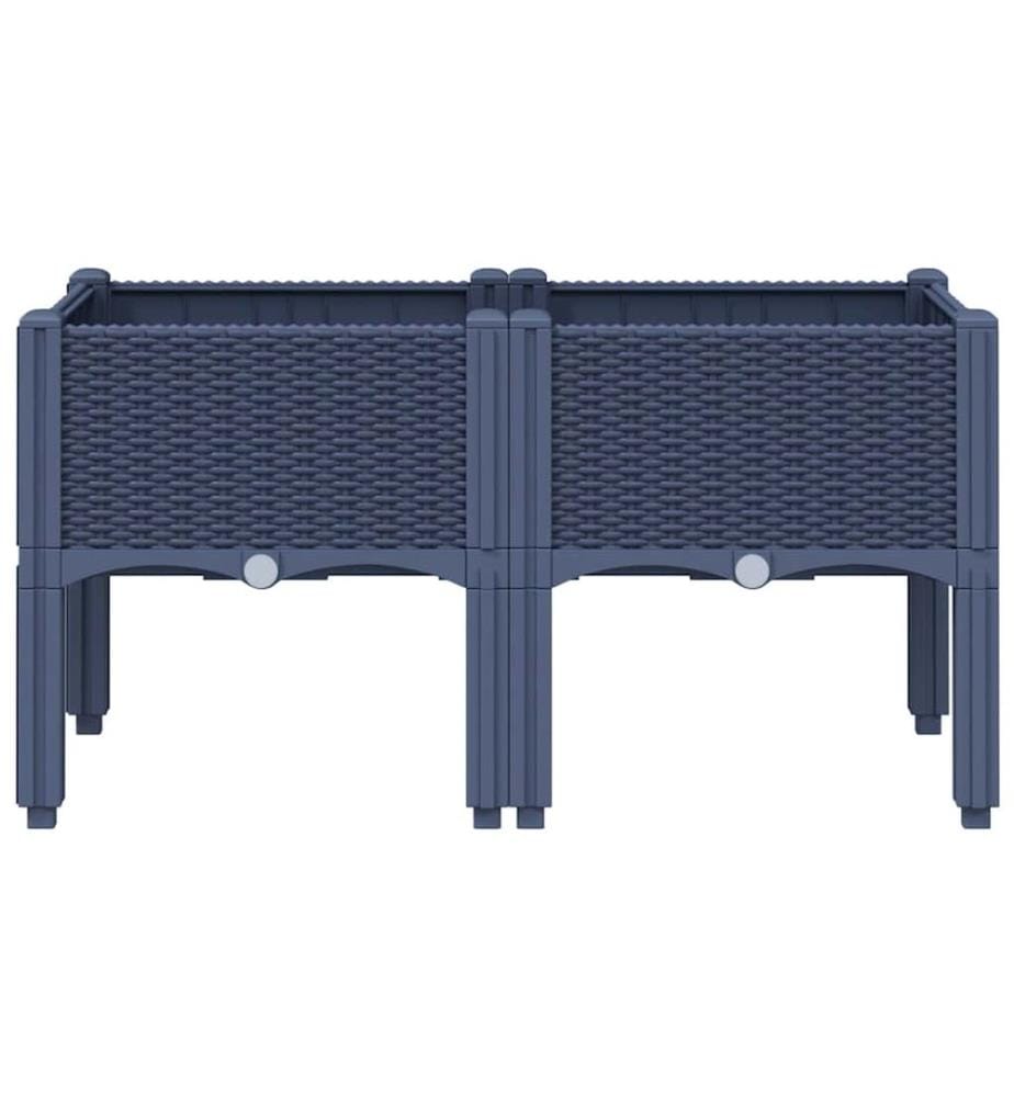 vidaXL Jardinière avec pieds bleu gris 80x40x42 cm PP