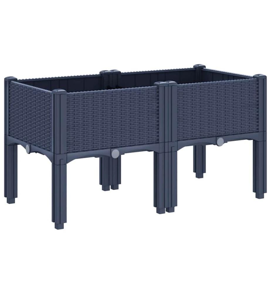 vidaXL Jardinière avec pieds bleu gris 80x40x42 cm PP