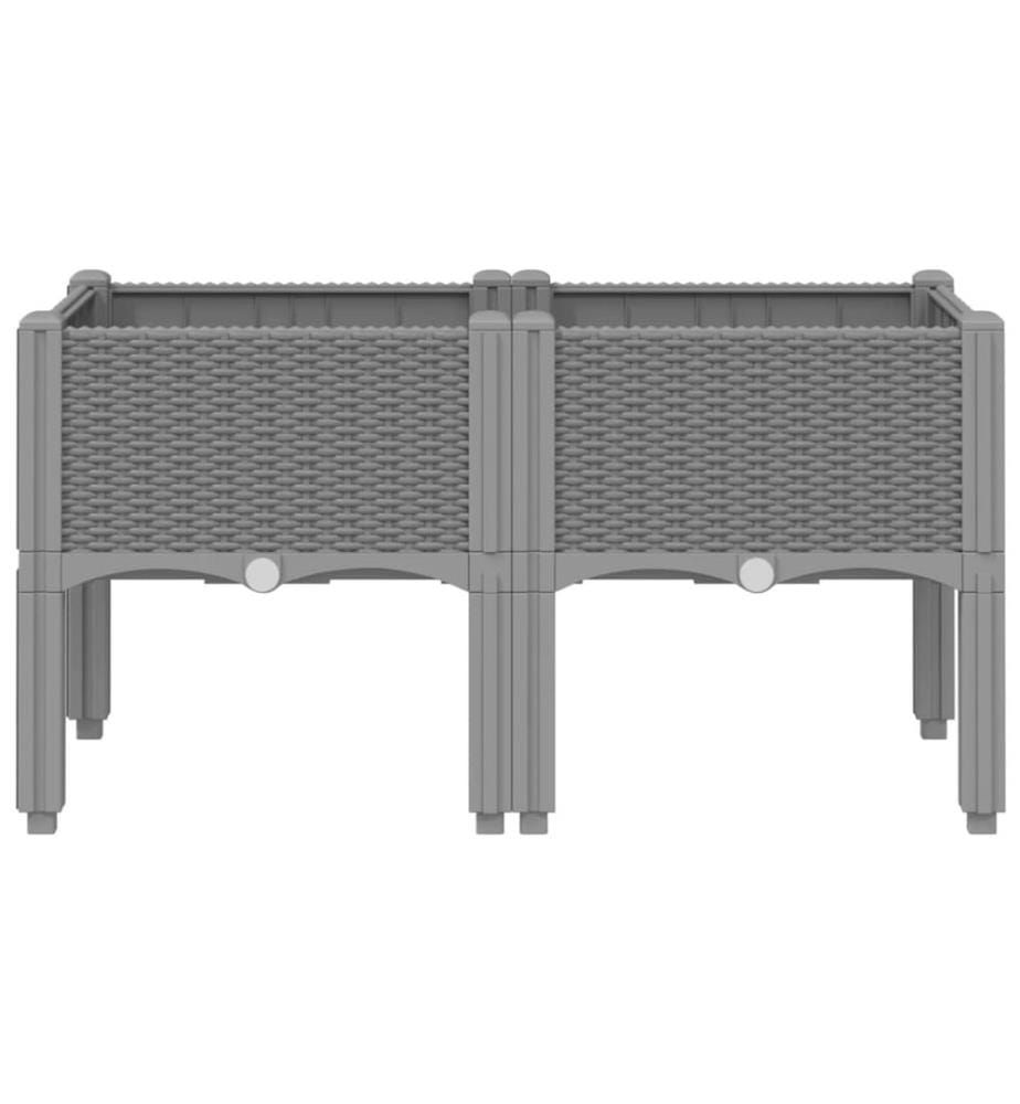 vidaXL Jardinière avec pieds gris clair 80x40x42 cm PP