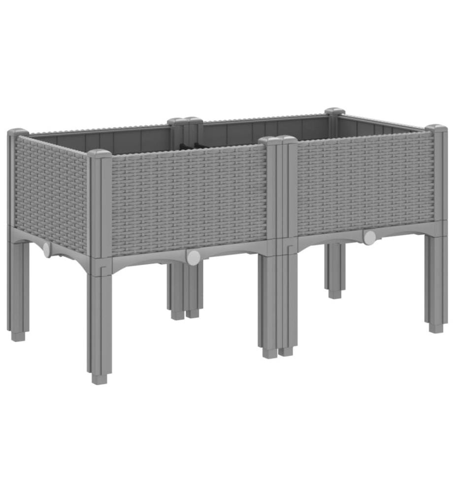 vidaXL Jardinière avec pieds gris clair 80x40x42 cm PP