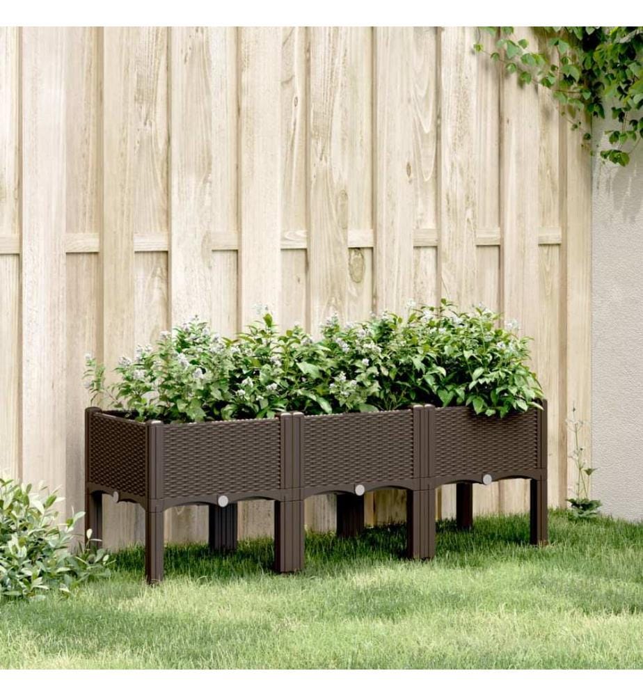 vidaXL Jardinière avec pieds marron 120x40x42 cm PP