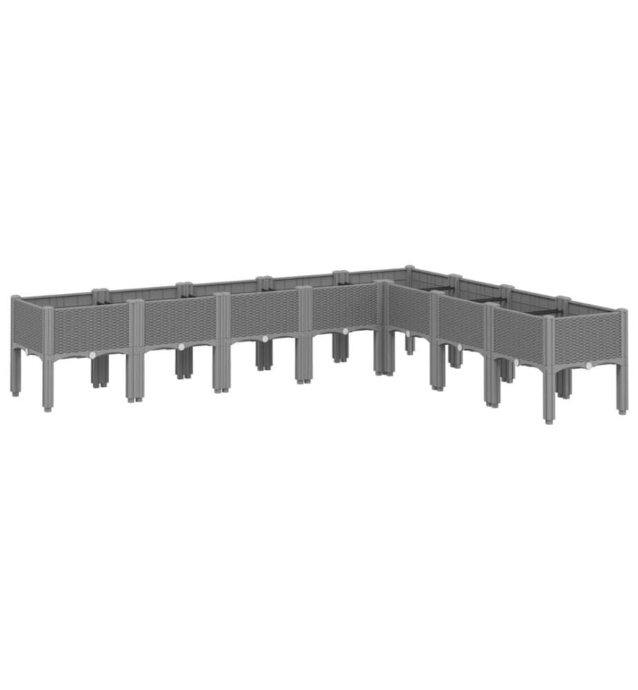 vidaXL Jardinière avec pieds gris clair 200x160x42 cm PP