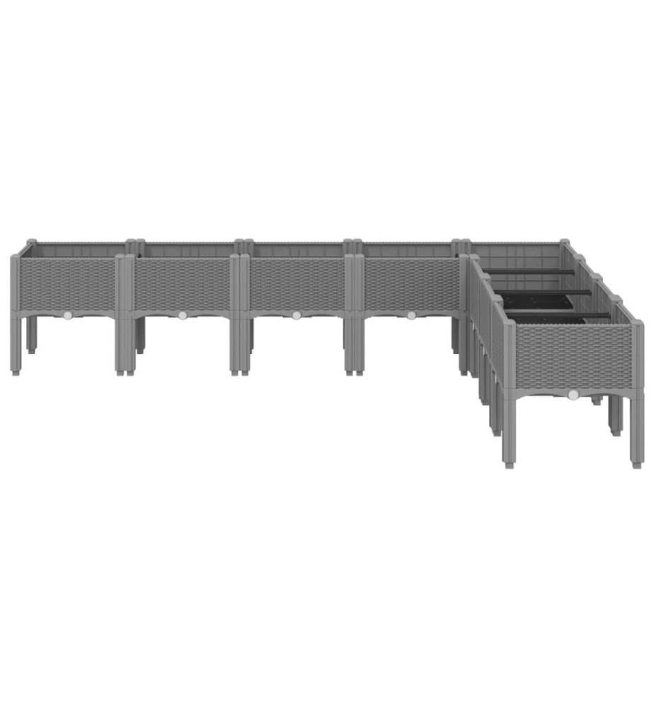 vidaXL Jardinière avec pieds gris clair 200x160x42 cm PP