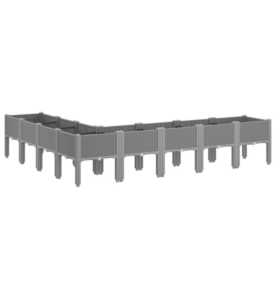 vidaXL Jardinière avec pieds gris clair 200x160x42 cm PP