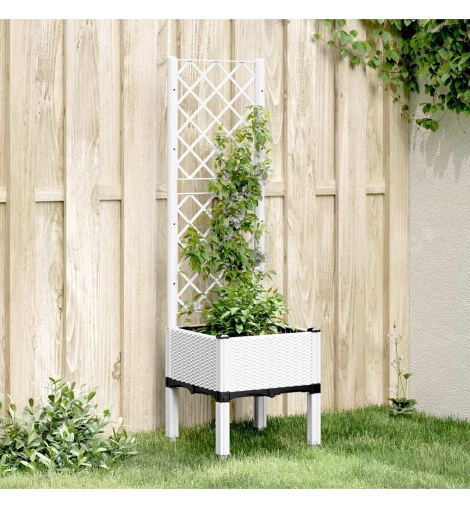 vidaXL Jardinière avec treillis blanc 40x40x142 cm PP