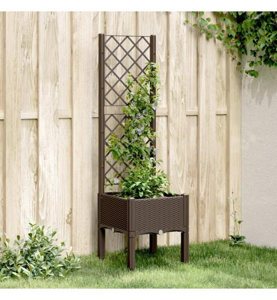 vidaXL Jardinière avec treillis marron 40x40x142 cm PP