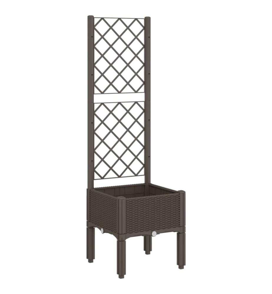 vidaXL Jardinière avec treillis marron 40x40x142 cm PP
