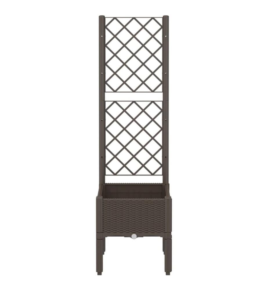 vidaXL Jardinière avec treillis marron 40x40x142 cm PP