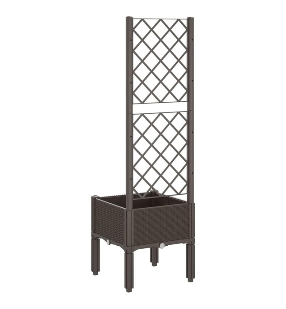 vidaXL Jardinière avec treillis marron 40x40x142 cm PP