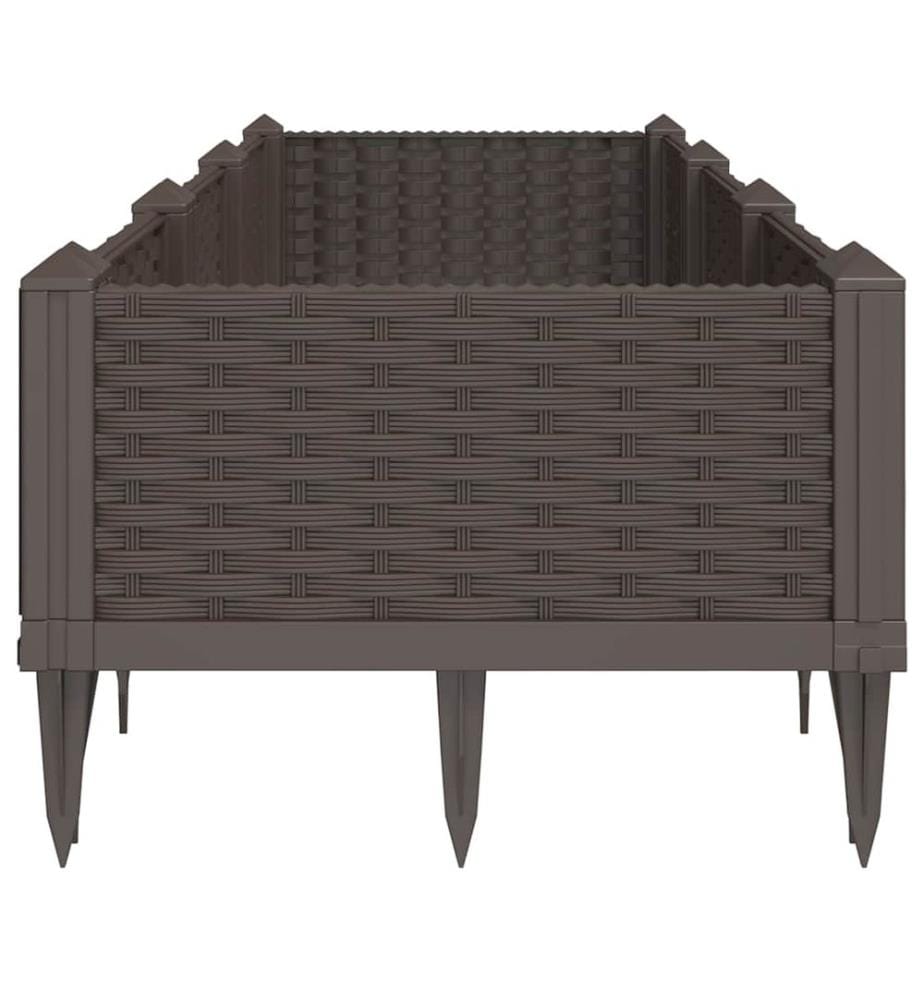 vidaXL Jardinière avec piquets marron 125x40x28,5 cm PP