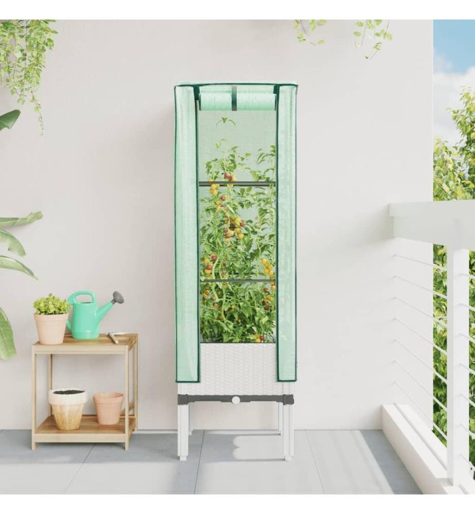 vidaXL Jardinière surélevée avec housse aspect rotin 40x40x140 cm