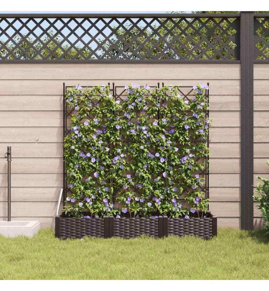 vidaXL Cache-pot de jardin 3 pcs Marron 120 x 40 x 125,5 cm Plastique