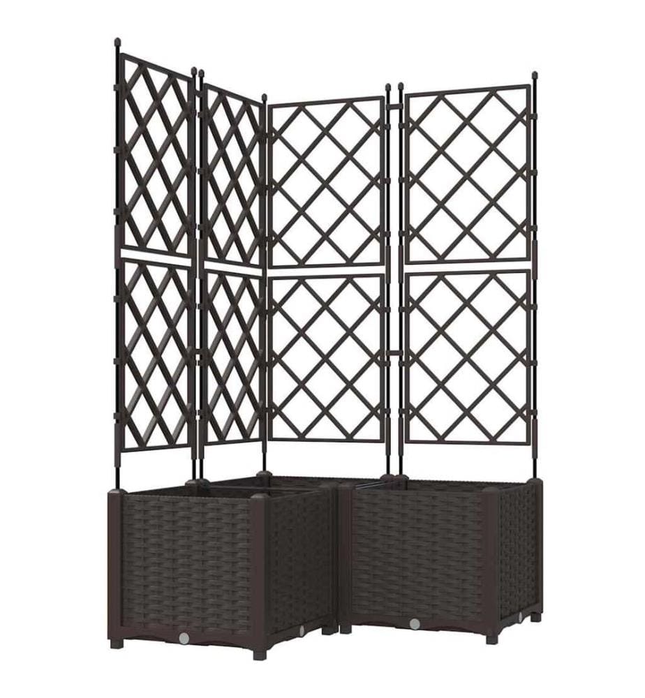 vidaXL Cache-pot de jardin 3 pcs Marron 80 x 80 x 143 cm Plastique