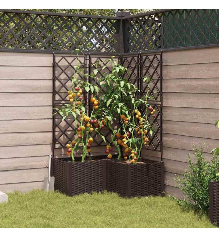 vidaXL Cache-pot de jardin 3 pcs Marron 80 x 80 x 143 cm Plastique