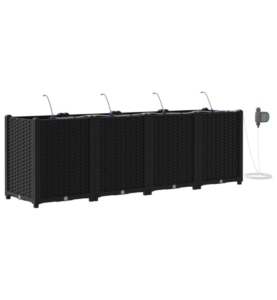 vidaXL Cache-pot de jardin 4 pcs Noir 160 x 40 x 52 cm Plastique