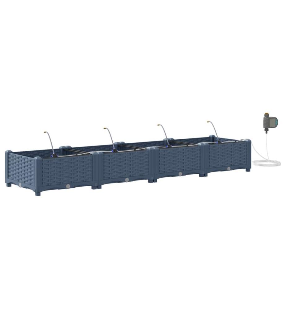 vidaXL Cache-pot de jardin 4 pcs Gris 160 x 40 x 22 cm Plastique