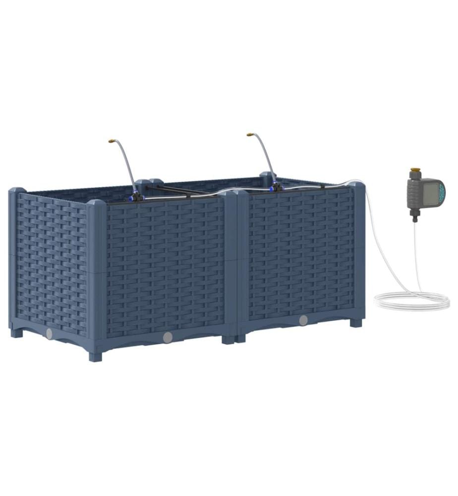 vidaXL Cache-pot de jardin 2 pcs Gris 80 x 40 x 37,5 cm Plastique