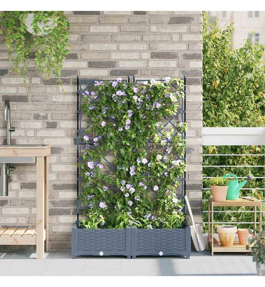 vidaXL Cache-pot de jardin 2 pcs Gris Clair 80 x 40 x 125,5 cm