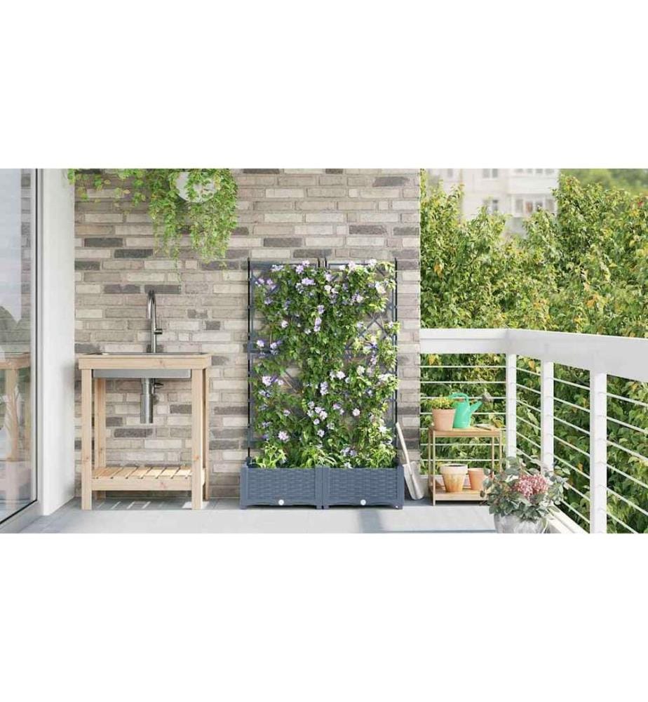 vidaXL Cache-pot de jardin 2 pcs Gris Clair 80 x 40 x 125,5 cm