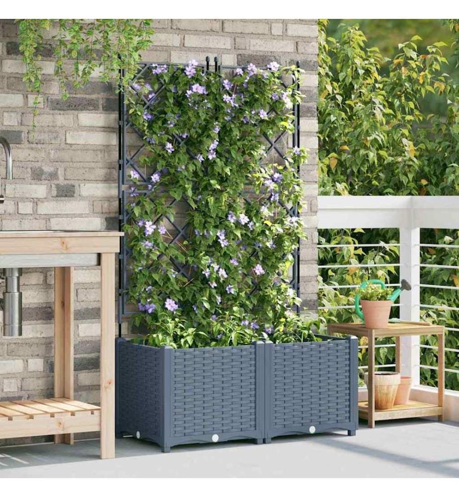 vidaXL Cache-pot de jardin 2 pcs Gris Clair 80 x 40 x 143 cm Plastique