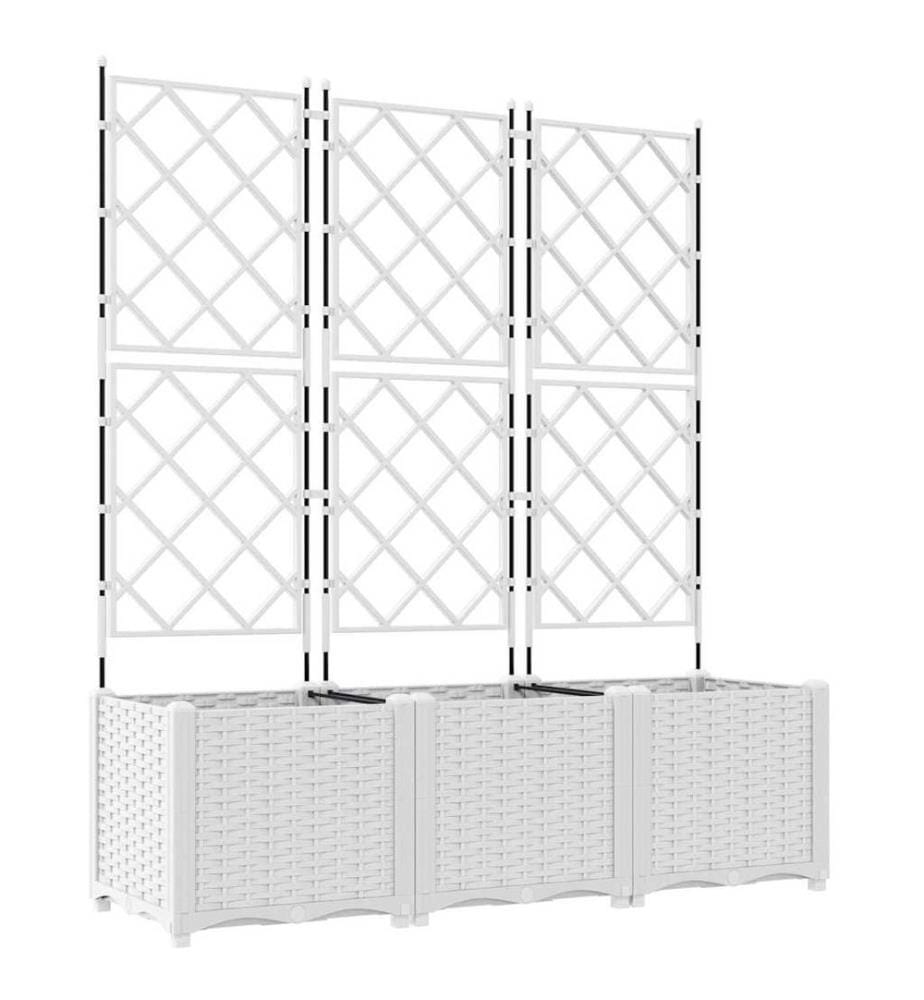 vidaXL Cache-pot de jardin 3 pcs Blanc 120 x 40 x 143 cm Plastique