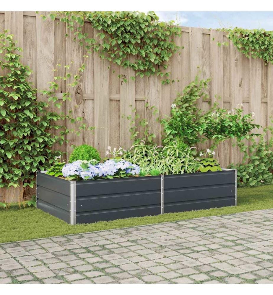 vidaXL Jardinière Anthracite 195 x 100 x 45 cm Acier galvanisé