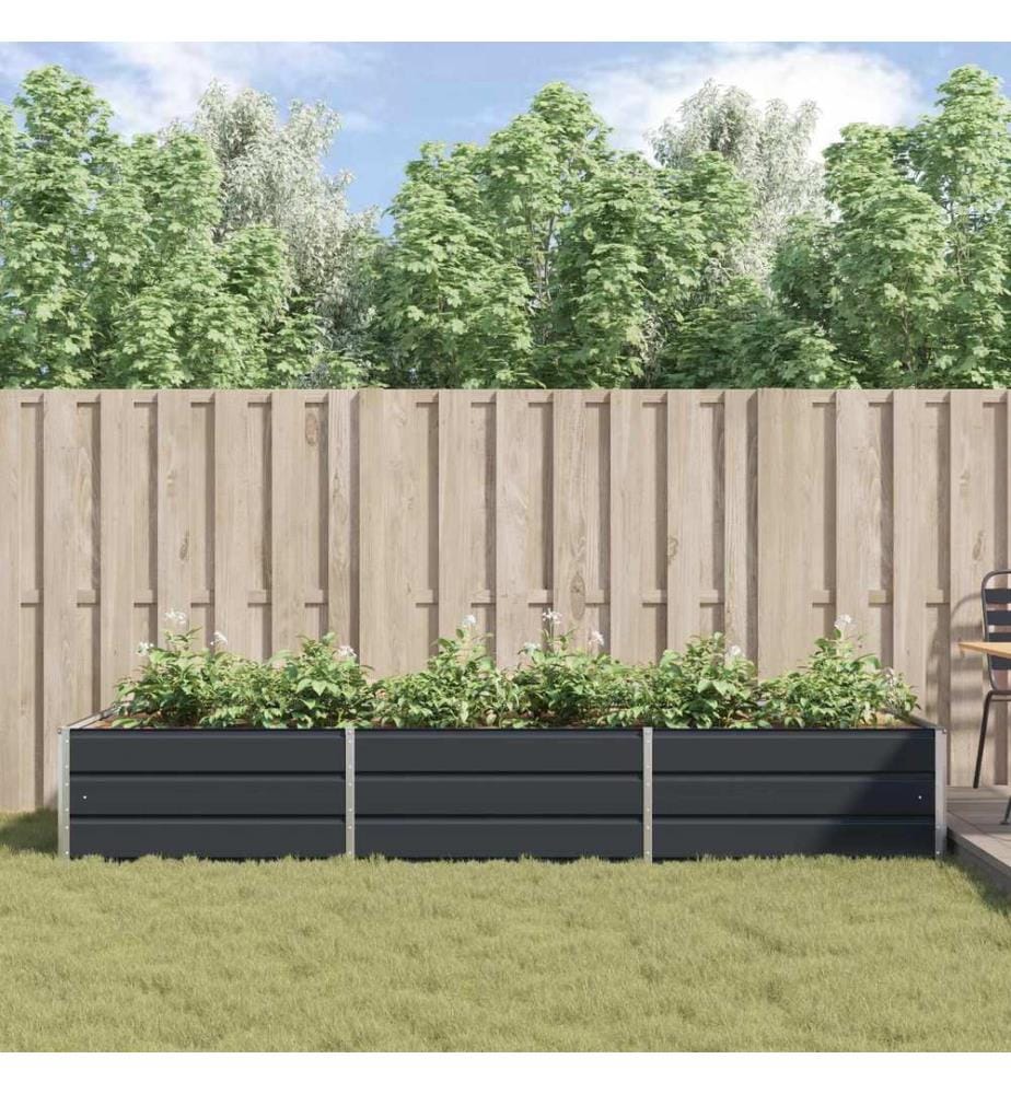 vidaXL Jardinière Anthracite 290 x 100 x 45 cm Acier galvanisé