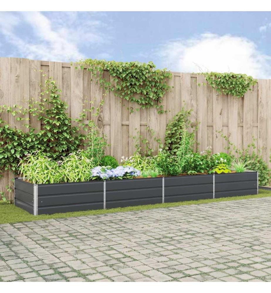 vidaXL Jardinière Anthracite 385 x 100 x 45 cm Acier galvanisé
