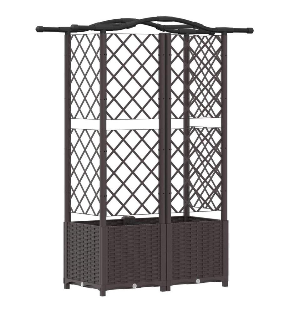 vidaXL Lit Élevé avec Treillis et Toit Marron 122 x 40 x 141 cm PP