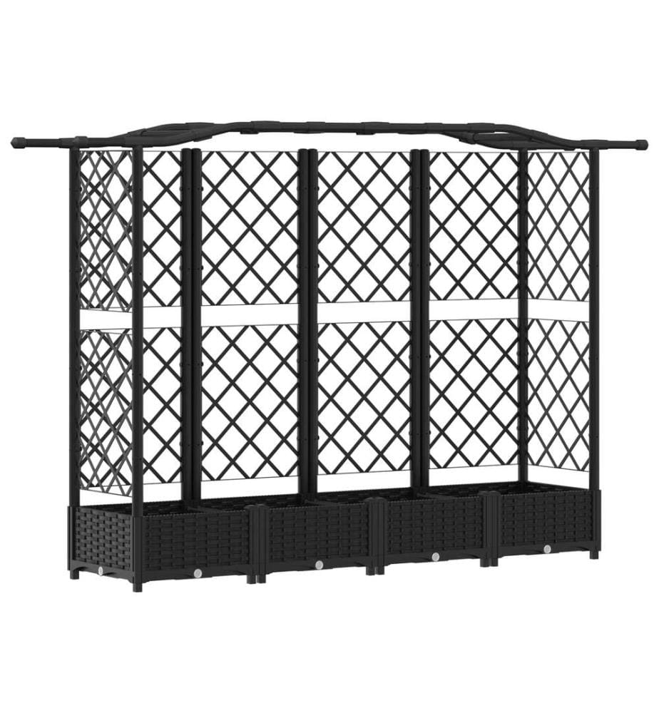 vidaXL Lit Élevé avec Treillis et Toit Noir 203,5 x 40 x 125 cm PP